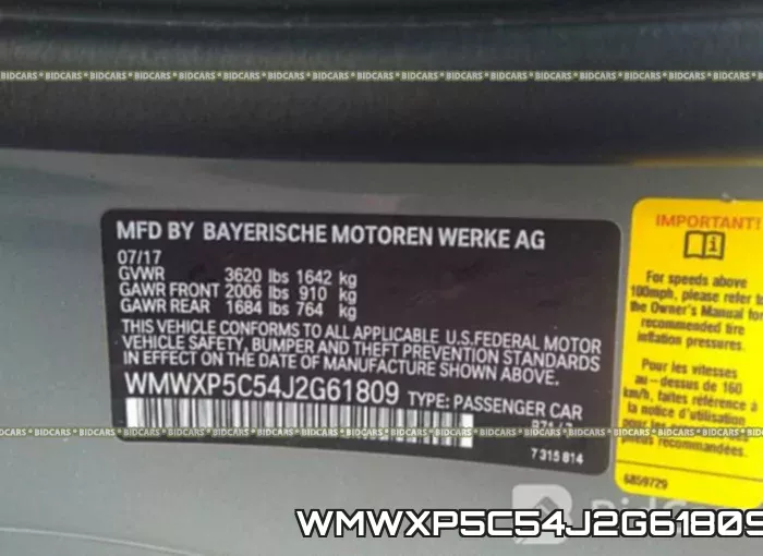 WMWXP5C54J2G61809 фото 10