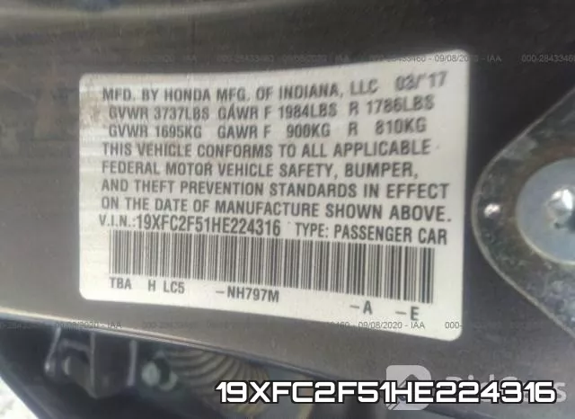 19XFC2F51HE224316 фото 10