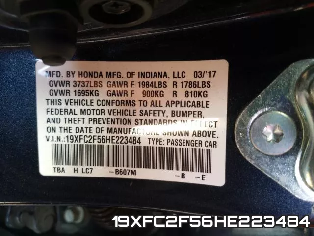 19XFC2F56HE223484 фото 2