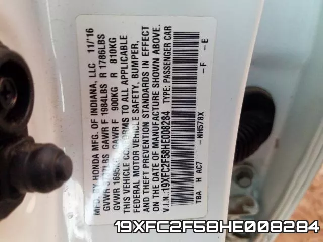 19XFC2F58HE008284 фото 2