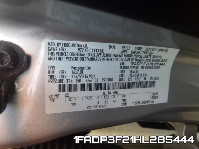 1FADP3F21HL285444 фото 2