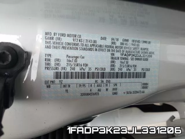 1FADP3K23JL331206 фото 2