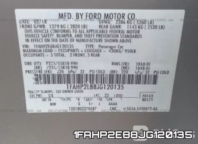 1FAHP2E88JG120135 фото 10