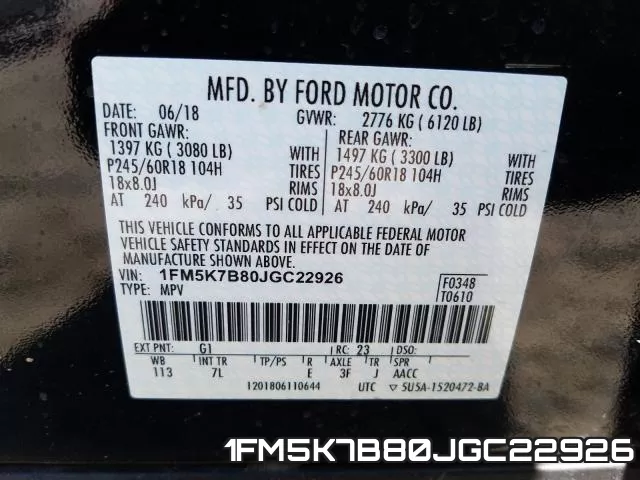 1FM5K7B80JGC22926 фото 2