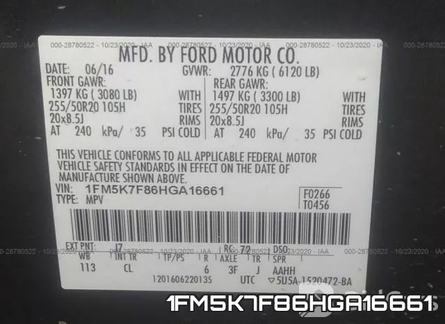1FM5K7F86HGA16661 фото 10