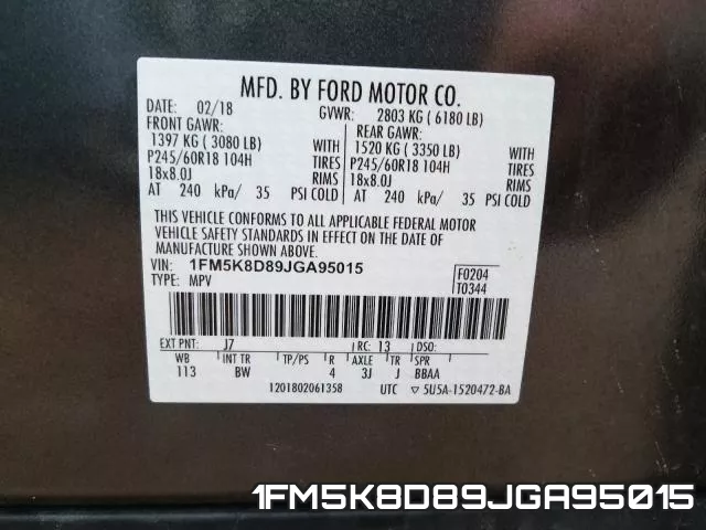 1FM5K8D89JGA95015 фото 2