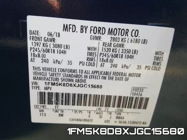 1FM5K8D8XJGC15680 фото 2