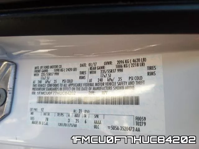 1FMCU0F77HUC84202 фото 2