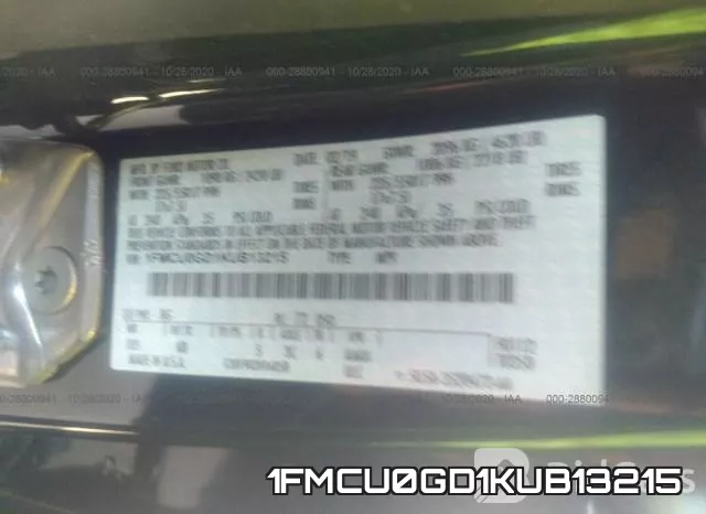 1FMCU0GD1KUB13215 фото 10