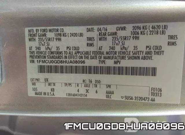 1FMCU0GD8HUA08096 фото 10