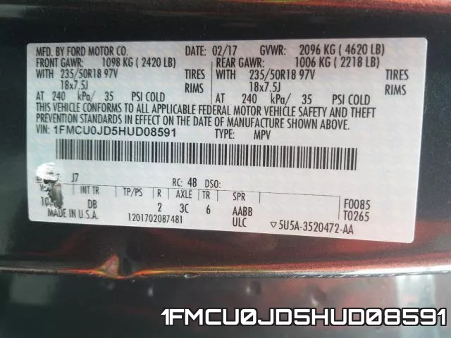 1FMCU0JD5HUD08591 фото 2