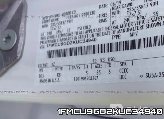 1FMCU9GD2KUC34940 фото 10