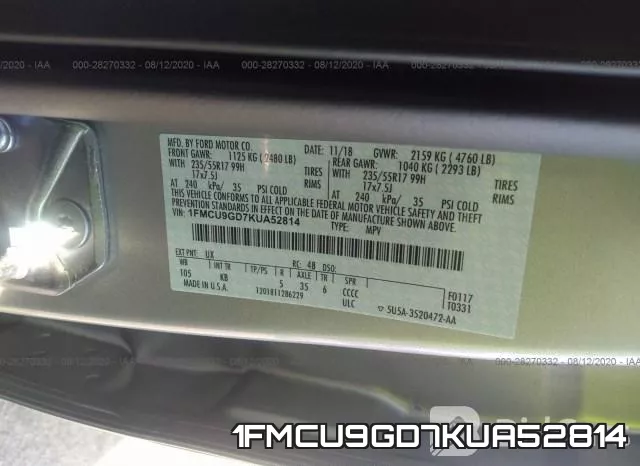 1FMCU9GD7KUA52814 фото 10