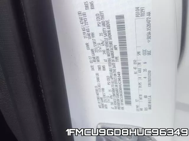 1FMCU9GD8HUC96349 фото 2