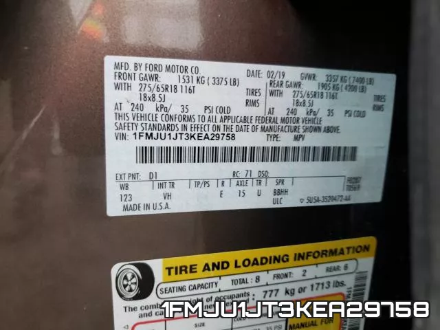 1FMJU1JT3KEA29758 фото 2