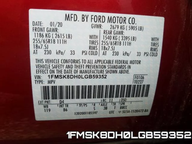 1FMSK8DH0LGB59352 фото 2