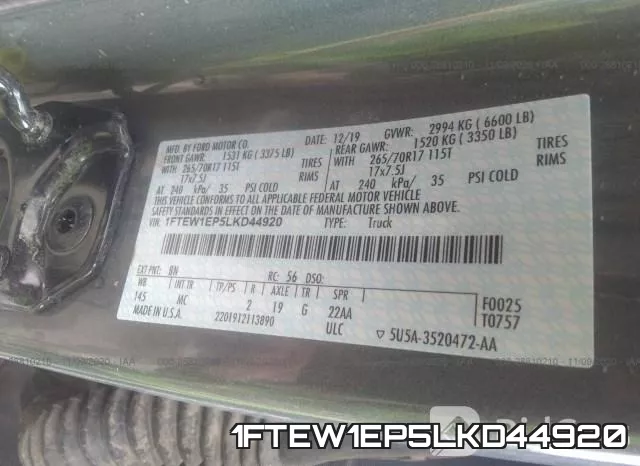 1FTEW1EP5LKD44920 фото 10