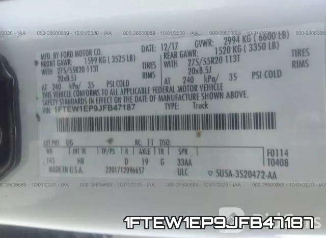 1FTEW1EP9JFB47187 фото 10