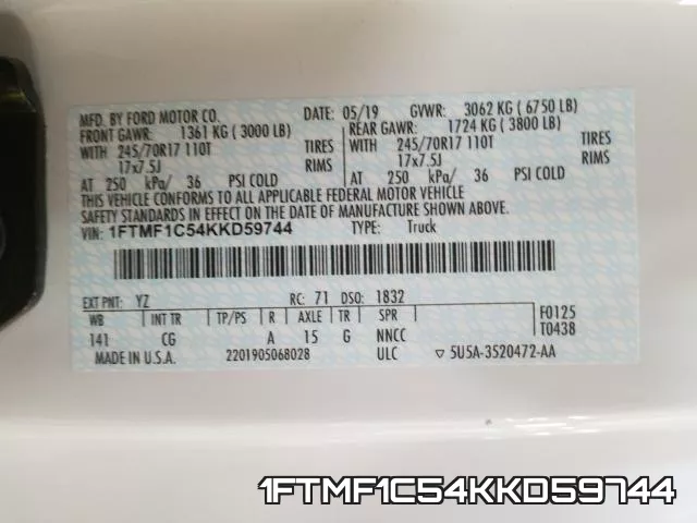 1FTMF1C54KKD59744 фото 2