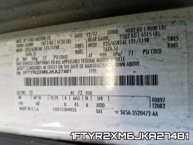 1FTYR2XM6JKA27481 фото 2