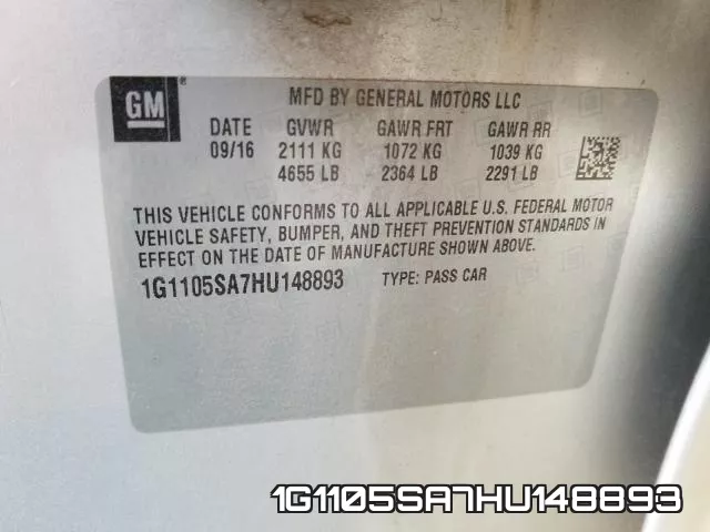 1G1105SA7HU148893 фото 2