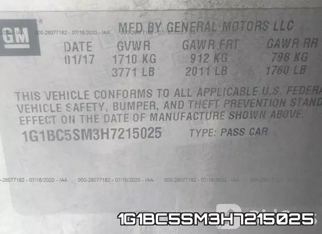 1G1BC5SM3H7215025 фото 10
