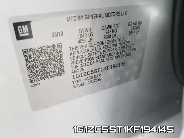 1G1ZC5ST1KF194145 фото 2