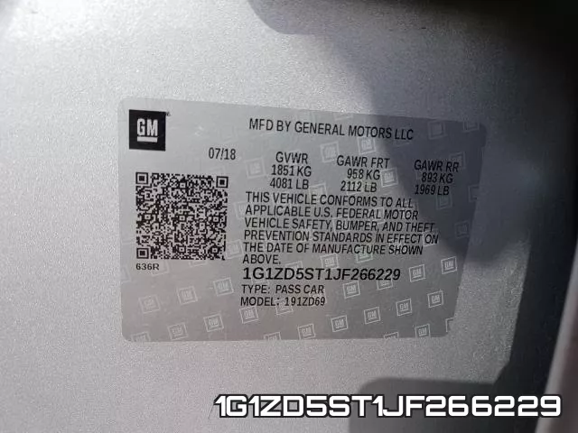 1G1ZD5ST1JF266229 фото 2