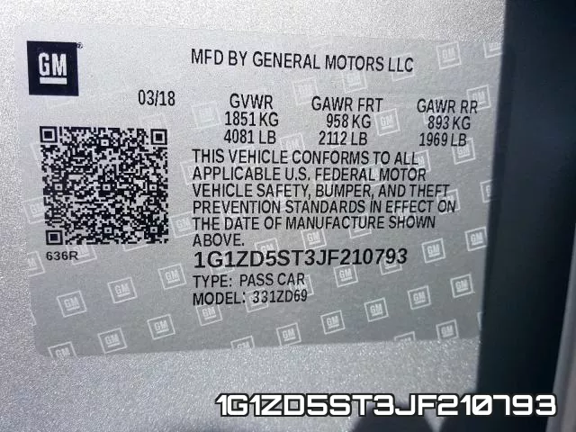 1G1ZD5ST3JF210793 фото 2