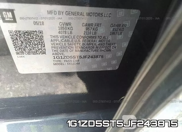 1G1ZD5ST5JF243875 фото 10