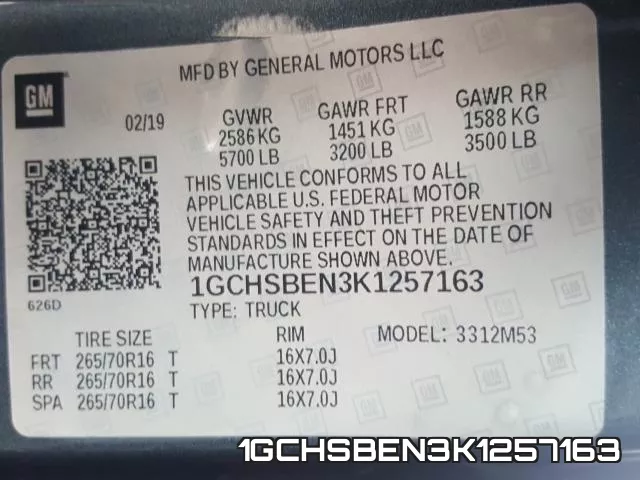 1GCHSBEN3K1257163 фото 2