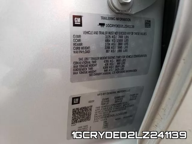 1GCRYDED2LZ241139 фото 2
