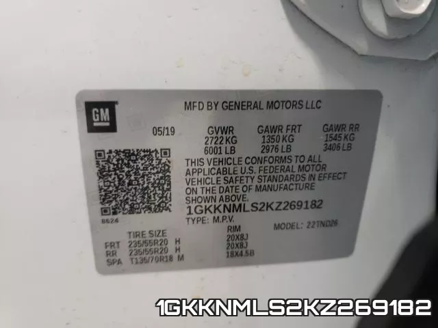 1GKKNMLS2KZ269182 фото 2