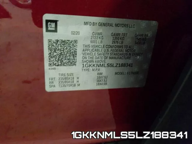 1GKKNMLS5LZ188341 фото 2