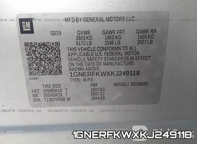 1GNERFKWXKJ249118 фото 10