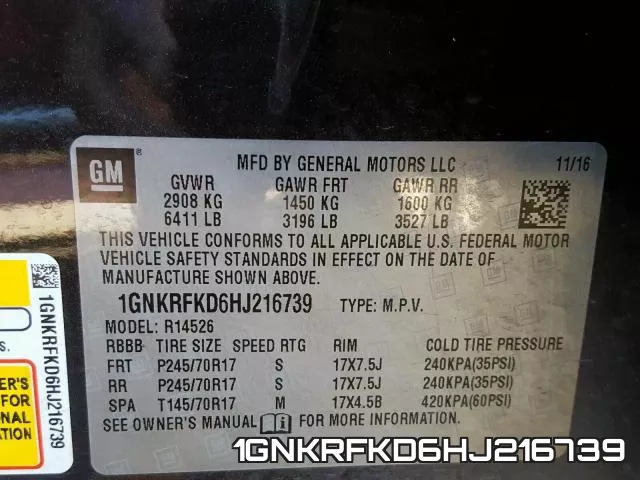 1GNKRFKD6HJ216739 фото 2