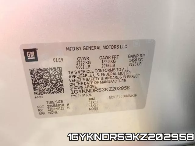 1GYKNDRS3KZ202958 фото 2