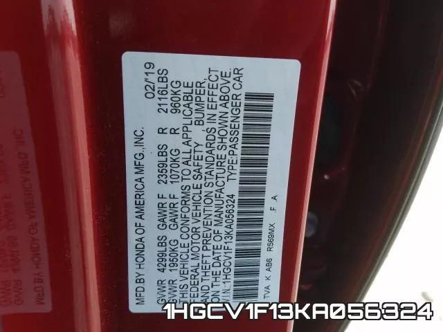 1HGCV1F13KA056324 фото 2