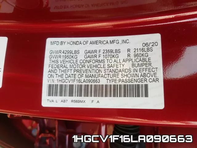 1HGCV1F16LA090663 фото 2