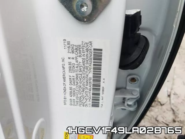 1HGCV1F49LA028765 фото 2
