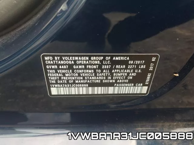 1VWBA7A31JC005888 фото 2