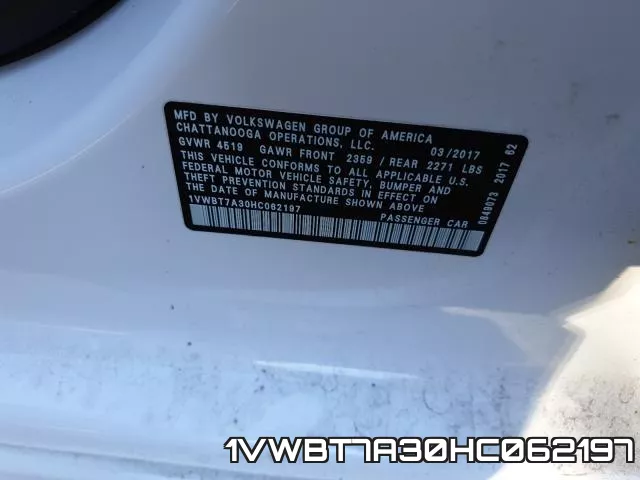 1VWBT7A30HC062197 фото 2