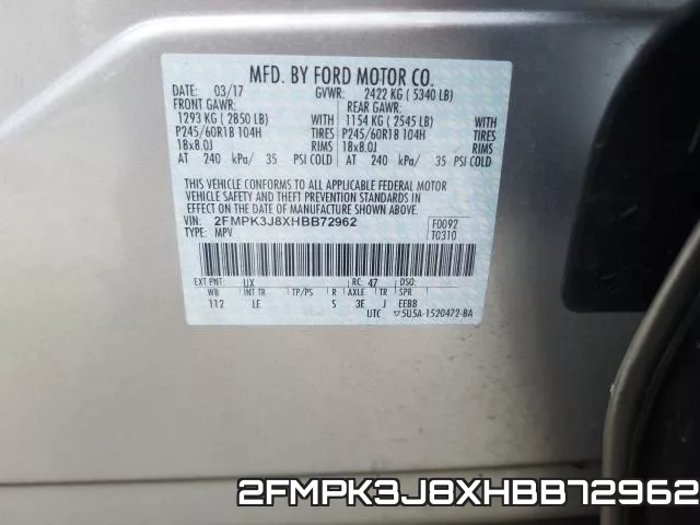 2FMPK3J8XHBB72962 фото 2