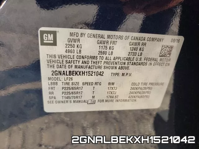 2GNALBEKXH1521042 фото 2