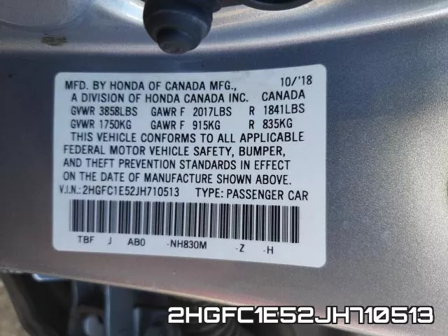 2HGFC1E52JH710513 фото 2