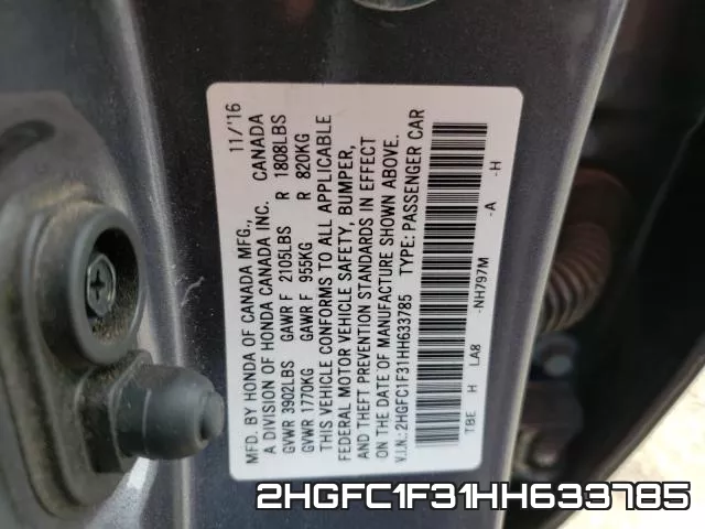 2HGFC1F31HH633785 фото 2