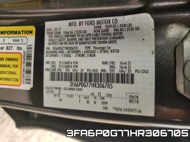 3FA6P0G77HR306705 фото 2