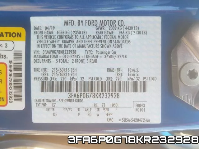 3FA6P0G78KR232928 фото 2