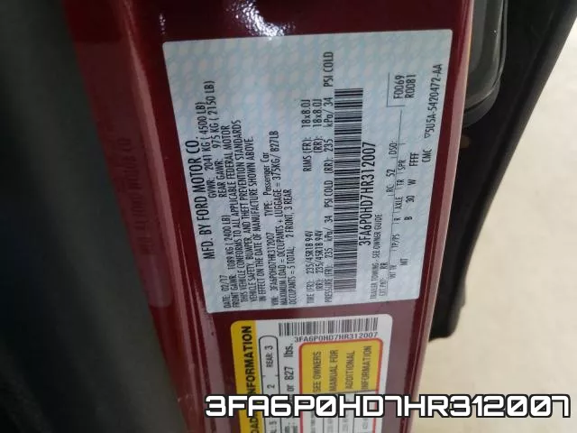 3FA6P0HD7HR312007 фото 2
