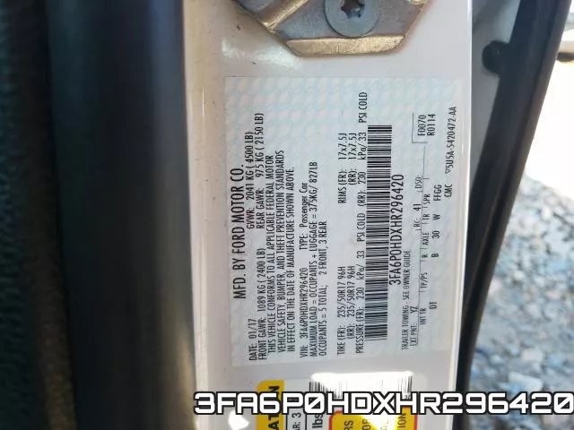 3FA6P0HDXHR296420 фото 2